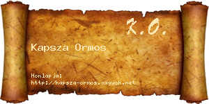 Kapsza Ormos névjegykártya